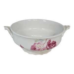 Vintage Sevres Red & Pink Roses Vegetable Dish soup Tureen 1830 Antique No Lid